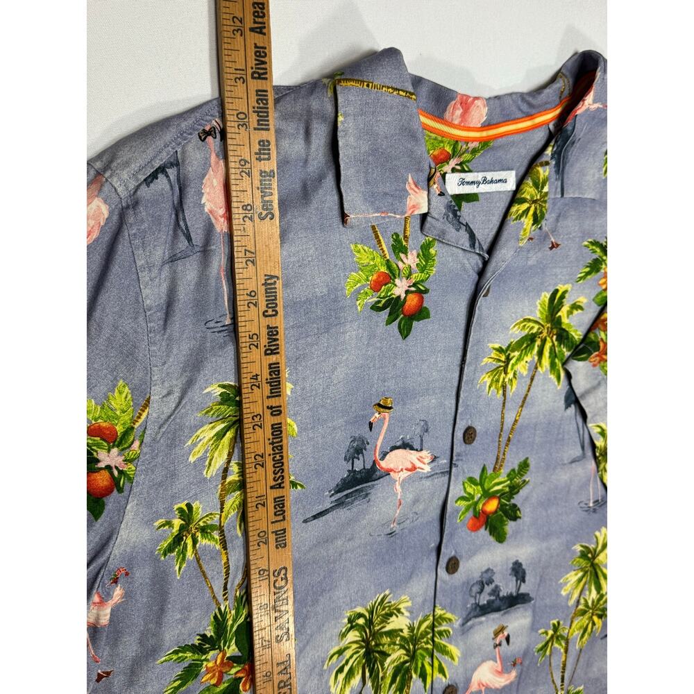 Tommy Bahama Men’s "Greetings From Florida" Flamingo Silk Hawaiian Shirt Size XL - Picture 3 of 14